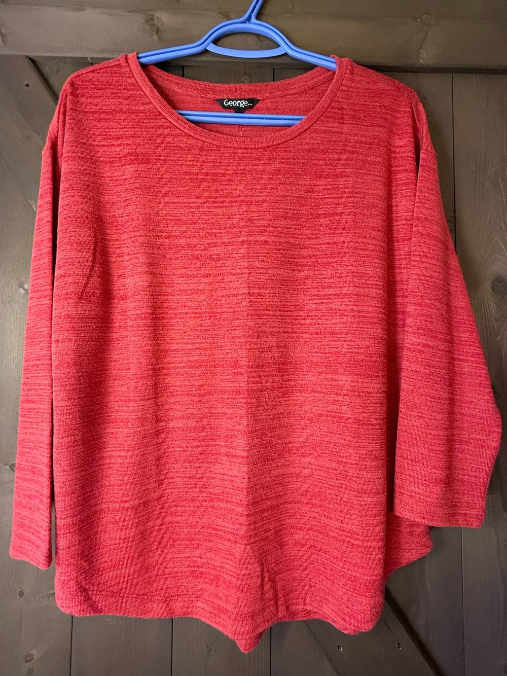 George Women's Heathered Red Scoop Neck Pullover Sweater
